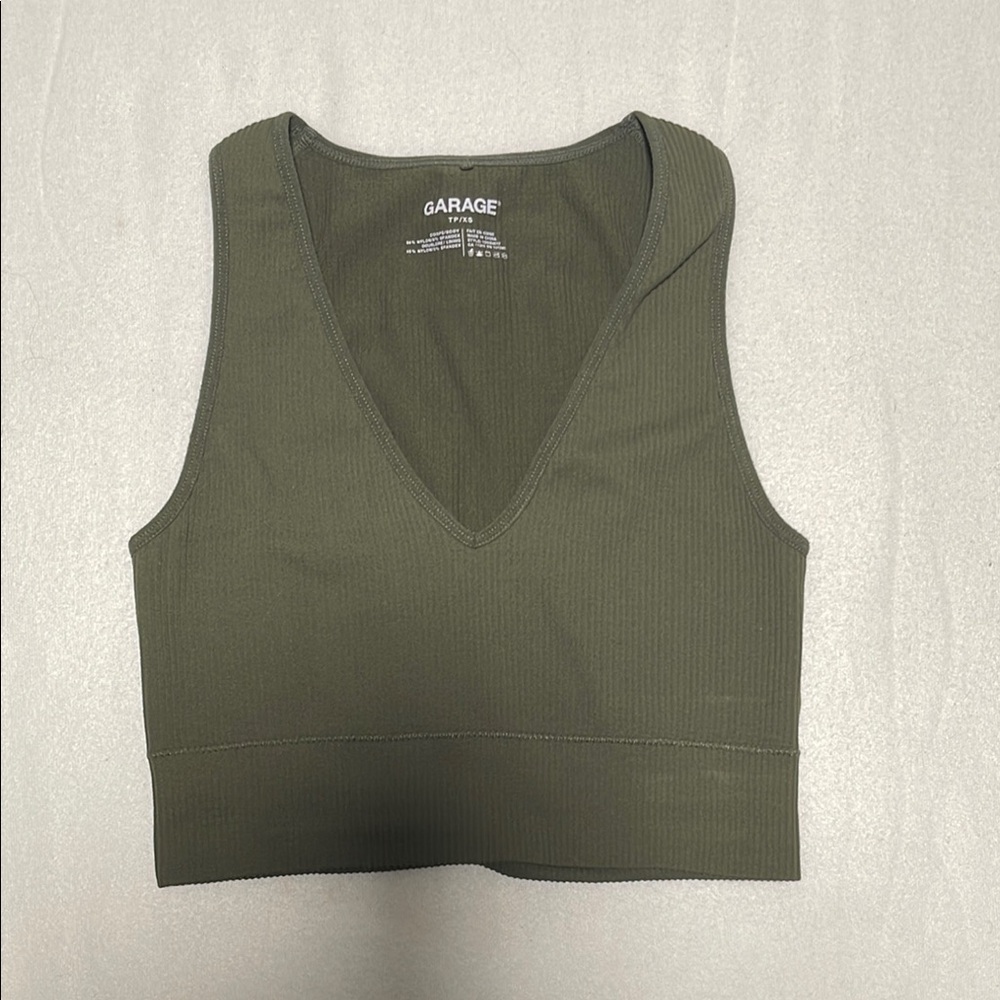 Garage Green Fitted Crop Tank Top
